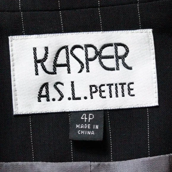 Vintage Kasper ASL Petite Pinstripe Blazer Jacket - Picture 3 of 6